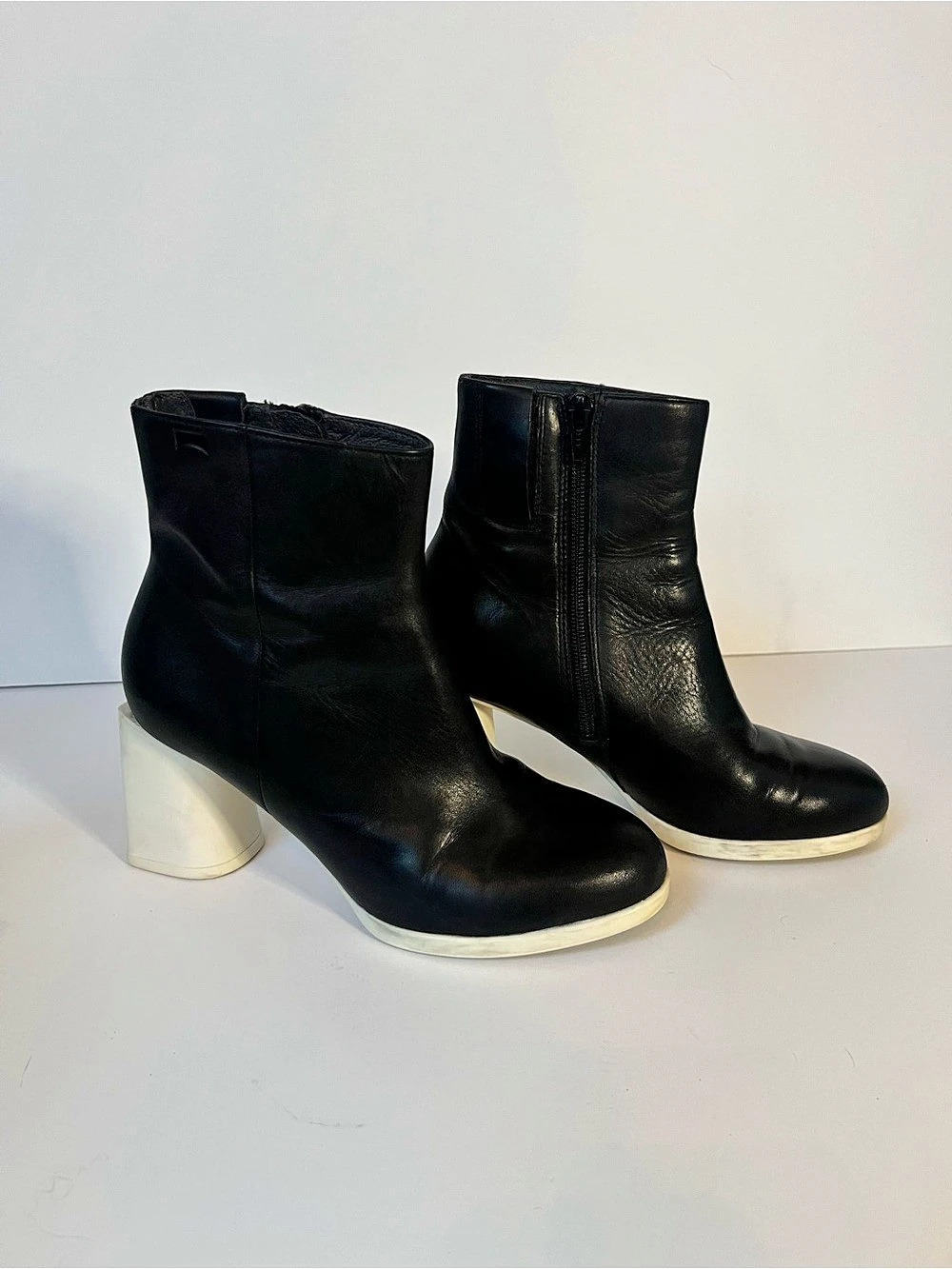 Camper Upright Ankle Boots Black Block Heel
